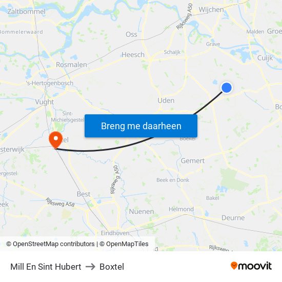 Mill En Sint Hubert to Boxtel map