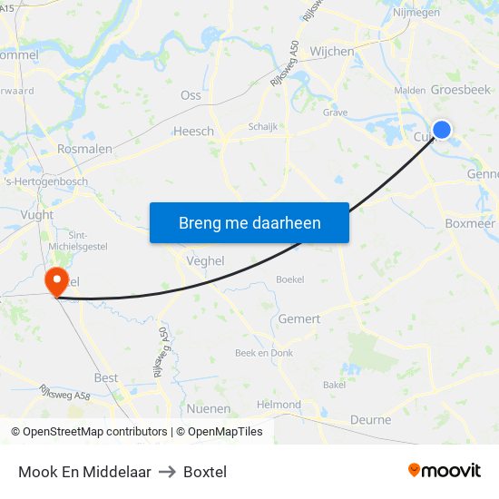 Mook En Middelaar to Boxtel map