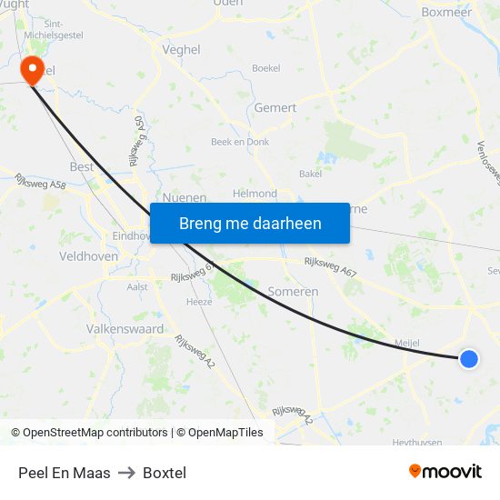 Peel En Maas to Boxtel map