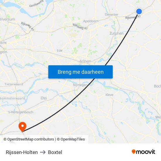 Rijssen-Holten to Boxtel map