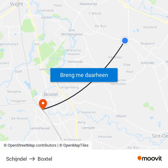 Schijndel to Boxtel map