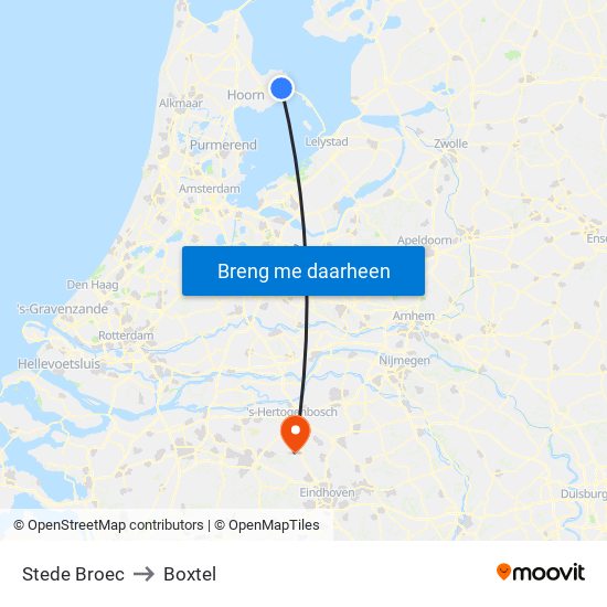 Stede Broec to Boxtel map