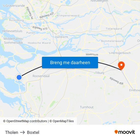 Tholen to Boxtel map