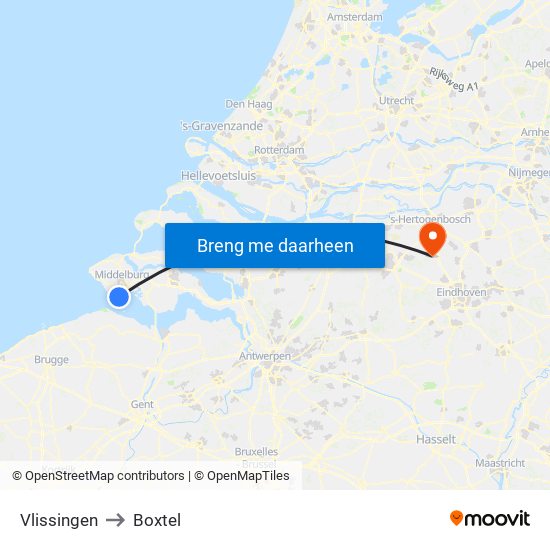 Vlissingen to Boxtel map