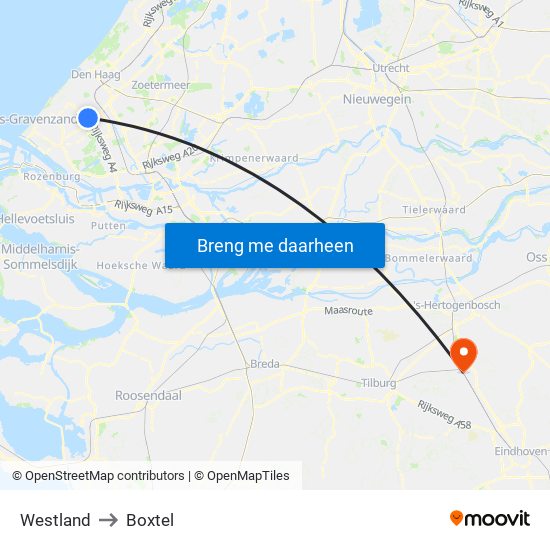 Westland to Boxtel map