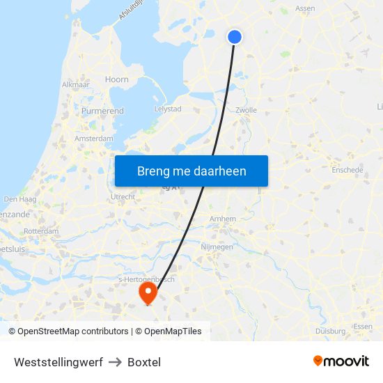 Weststellingwerf to Boxtel map