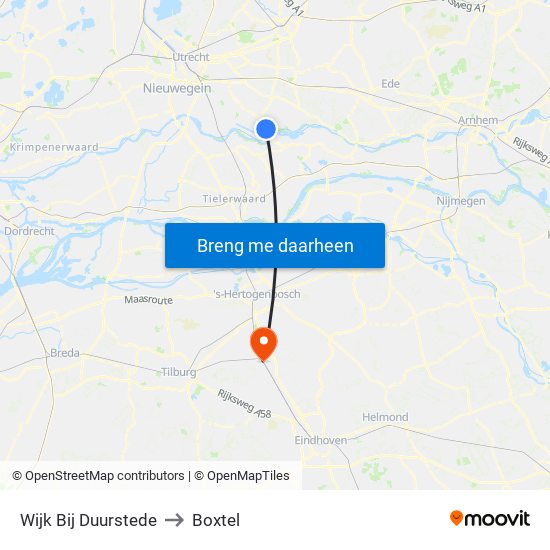 Wijk Bij Duurstede to Boxtel map