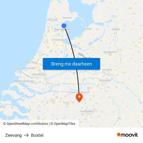 Zeevang to Boxtel map