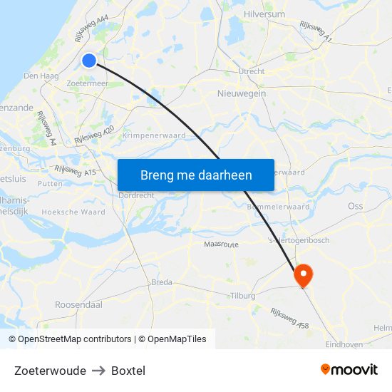 Zoeterwoude to Boxtel map