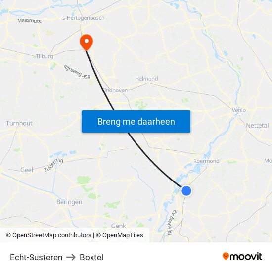 Echt-Susteren to Boxtel map