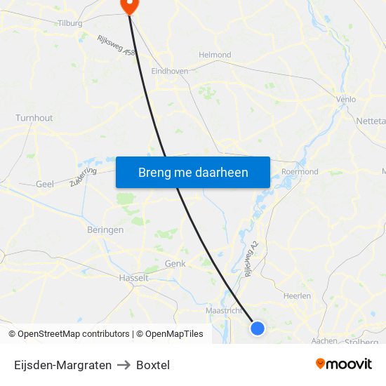 Eijsden-Margraten to Boxtel map