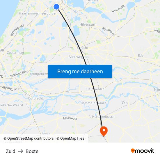 Zuid to Boxtel map