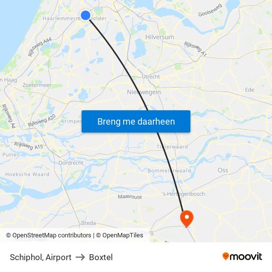 Schiphol, Airport to Boxtel map