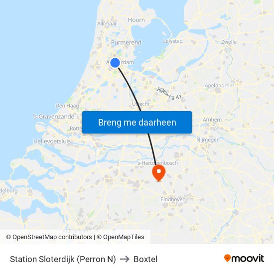 Station Sloterdijk (Perron N) to Boxtel map