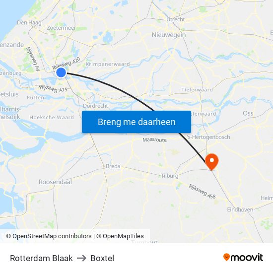 Rotterdam Blaak to Boxtel map