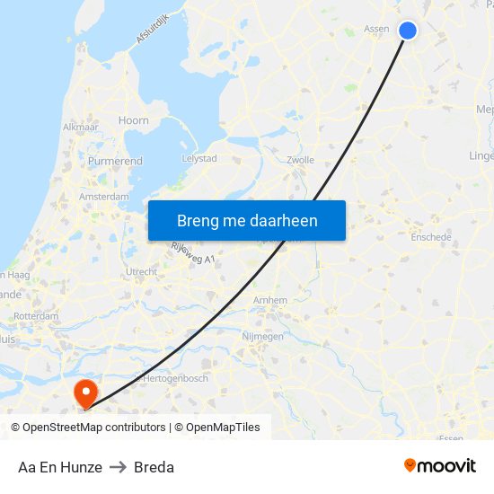 Aa En Hunze to Breda map