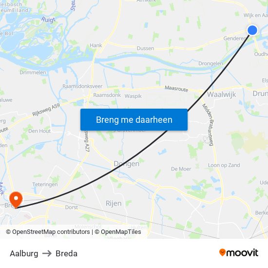 Aalburg to Breda map