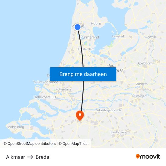 Alkmaar to Breda map