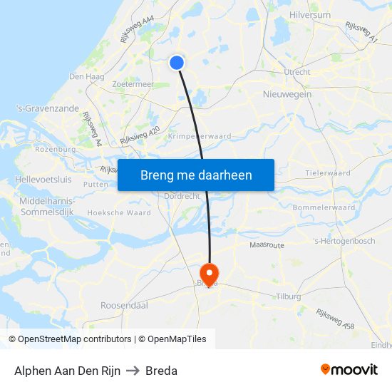 Alphen Aan Den Rijn to Breda map