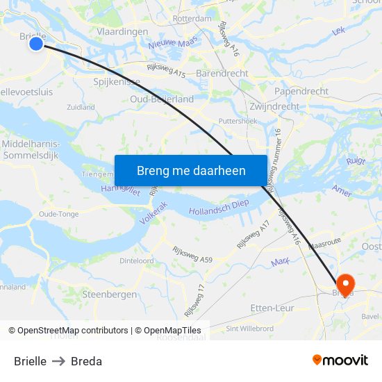 Brielle to Breda map