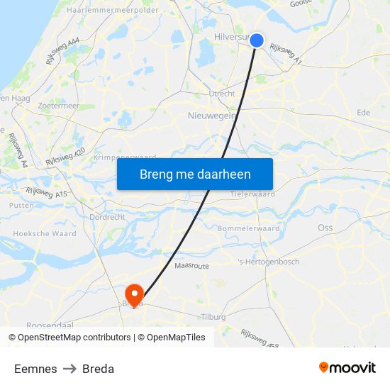 Eemnes to Breda map