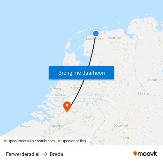 Ferwerderadiel to Breda map