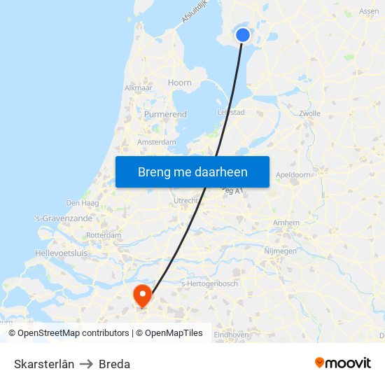 Skarsterlân to Breda map