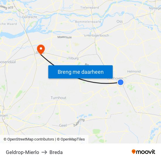 Geldrop-Mierlo to Breda map