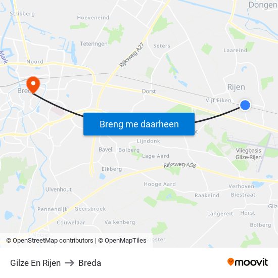 Gilze En Rijen to Breda map