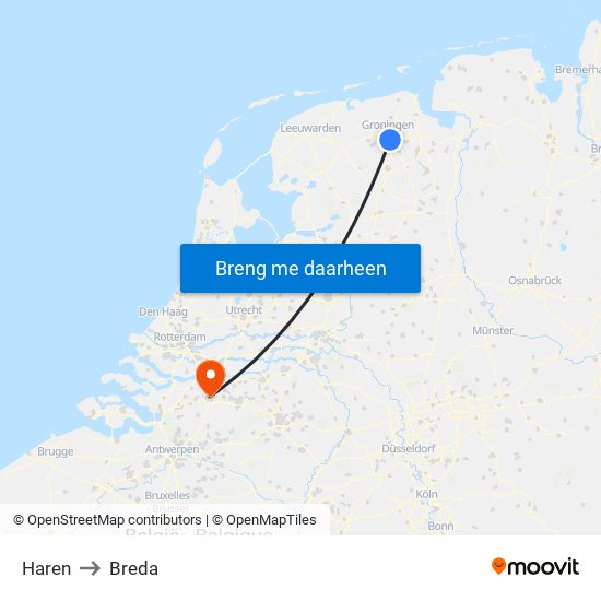 Haren to Breda map