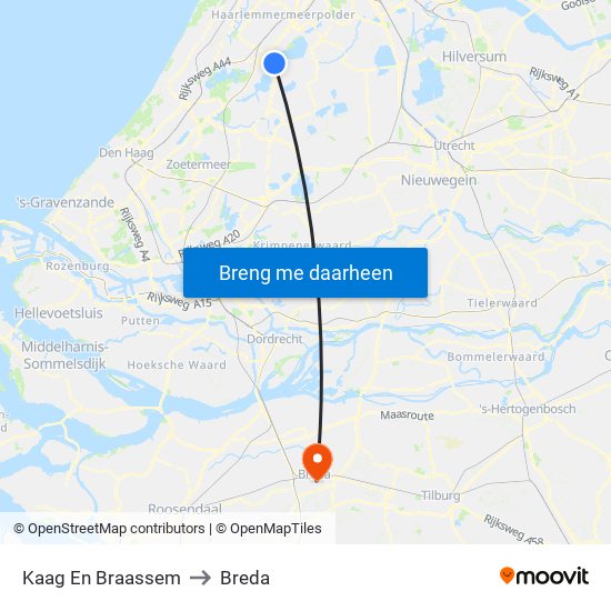 Kaag En Braassem to Breda map