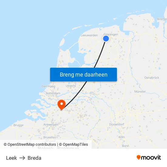 Leek to Breda map
