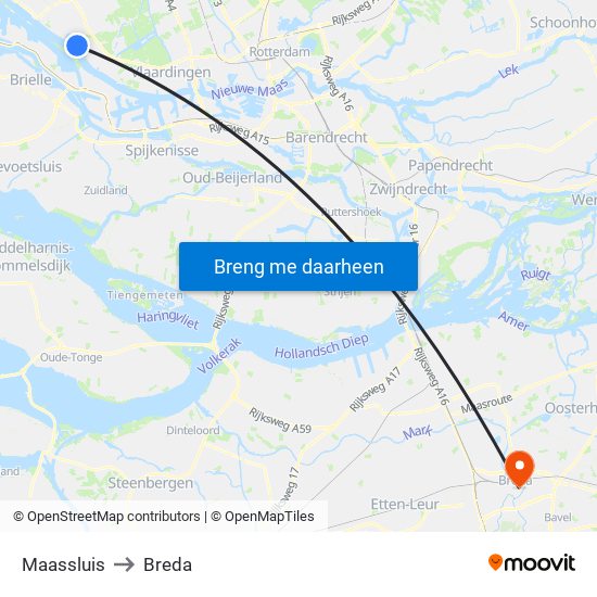 Maassluis to Breda map