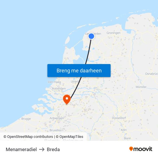 Menameradiel to Breda map