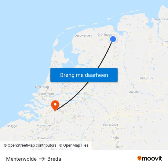 Menterwolde to Breda map
