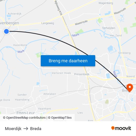 Moerdijk to Breda map