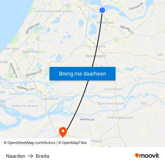 Naarden to Breda map