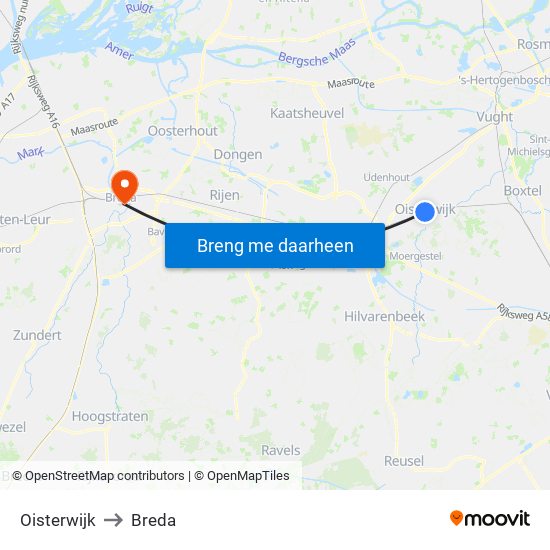 Oisterwijk to Breda map
