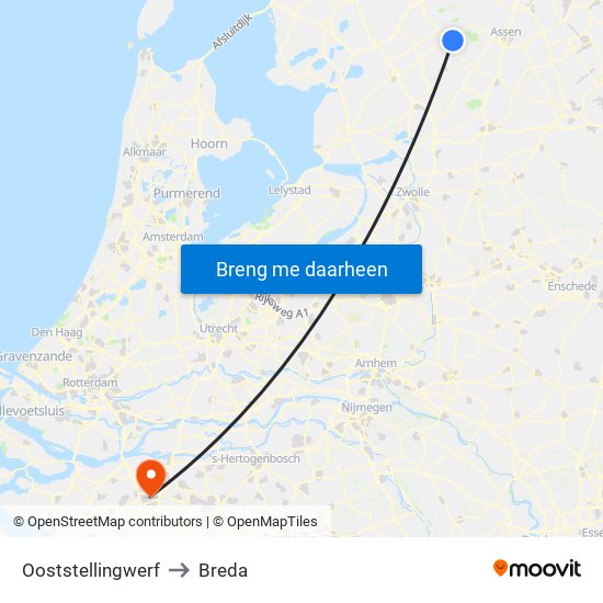 Ooststellingwerf to Breda map