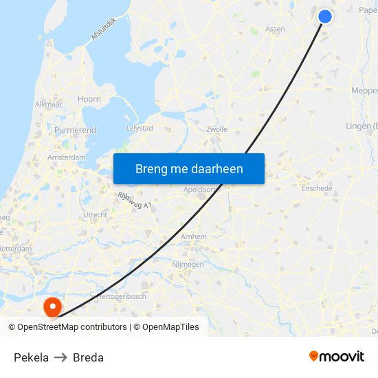 Pekela to Breda map