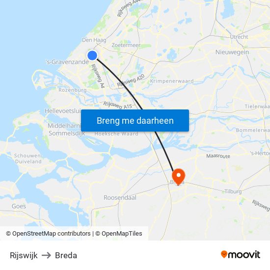 Rijswijk to Breda map