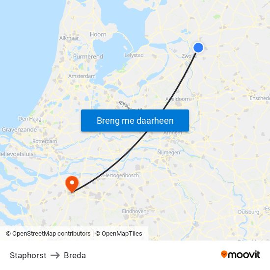 Staphorst to Breda map