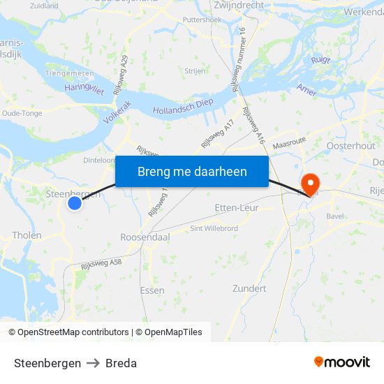 Steenbergen to Breda map