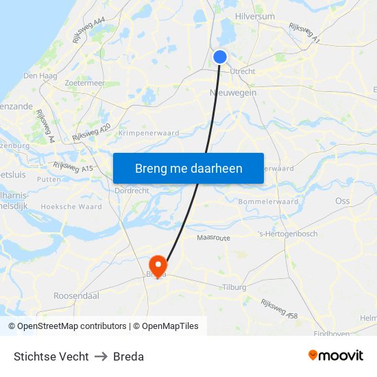 Stichtse Vecht to Breda map
