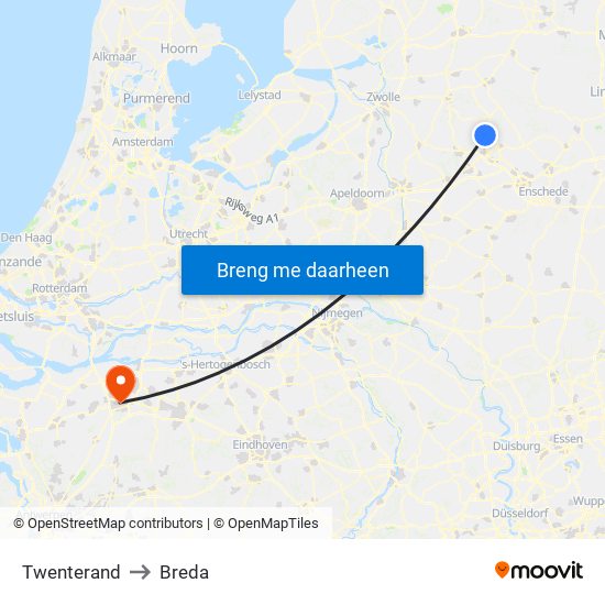 Twenterand to Breda map