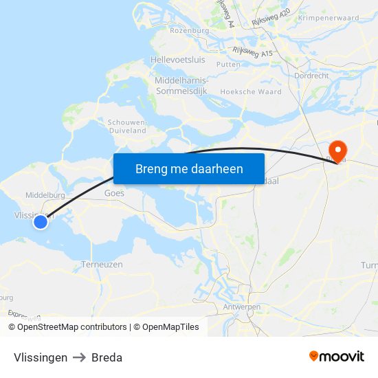 Vlissingen to Breda map