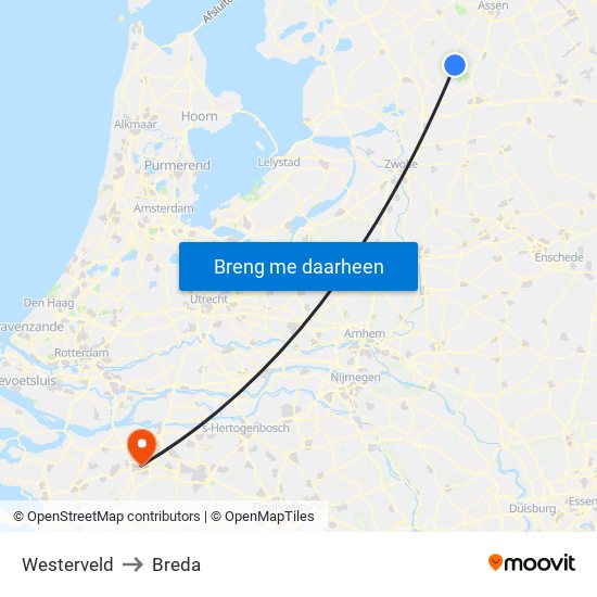 Westerveld to Breda map