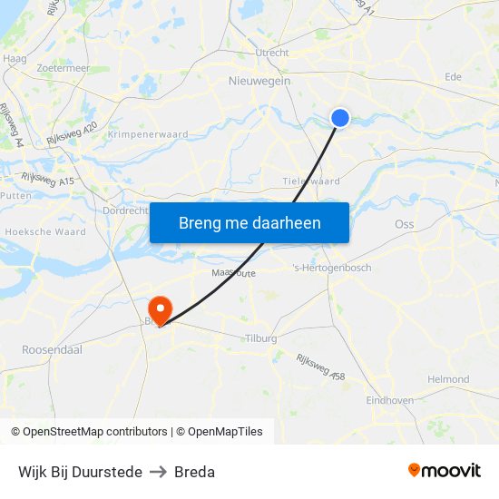 Wijk Bij Duurstede to Breda map