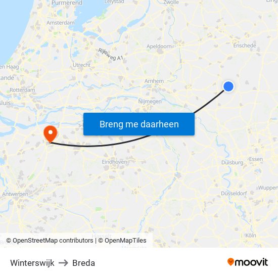 Winterswijk to Breda map