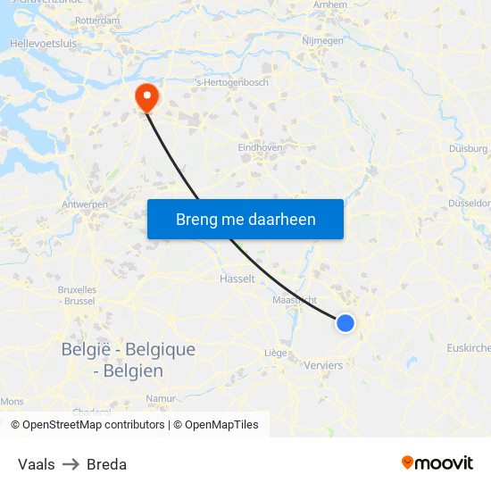 Vaals to Breda map